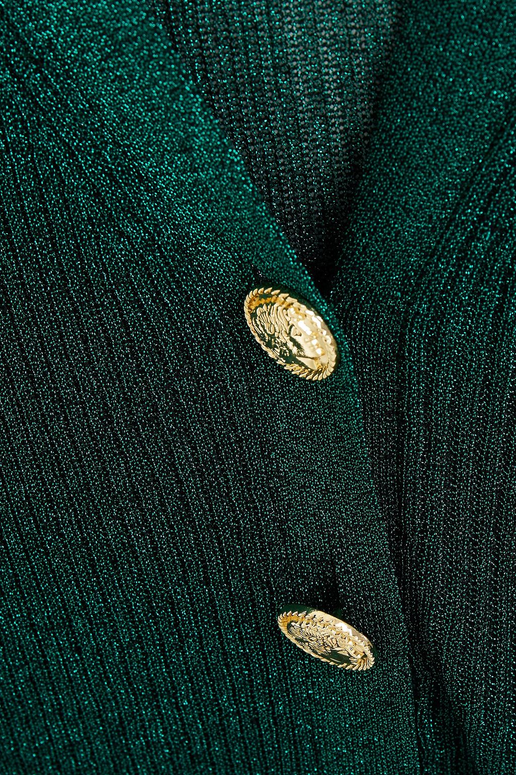CAROLINE CONSTAS Metallic ribbed-knit cardigan