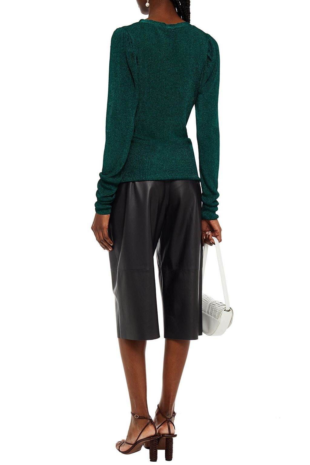CAROLINE CONSTAS Metallic ribbed-knit cardigan