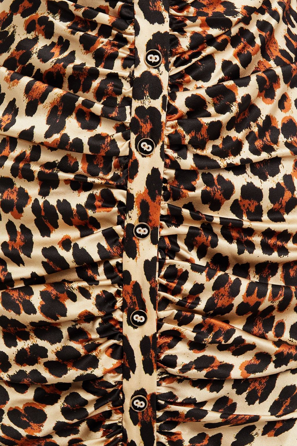 CAROLINE CONSTAS Poppy ruched leopard-print silk-blend satin mini dress