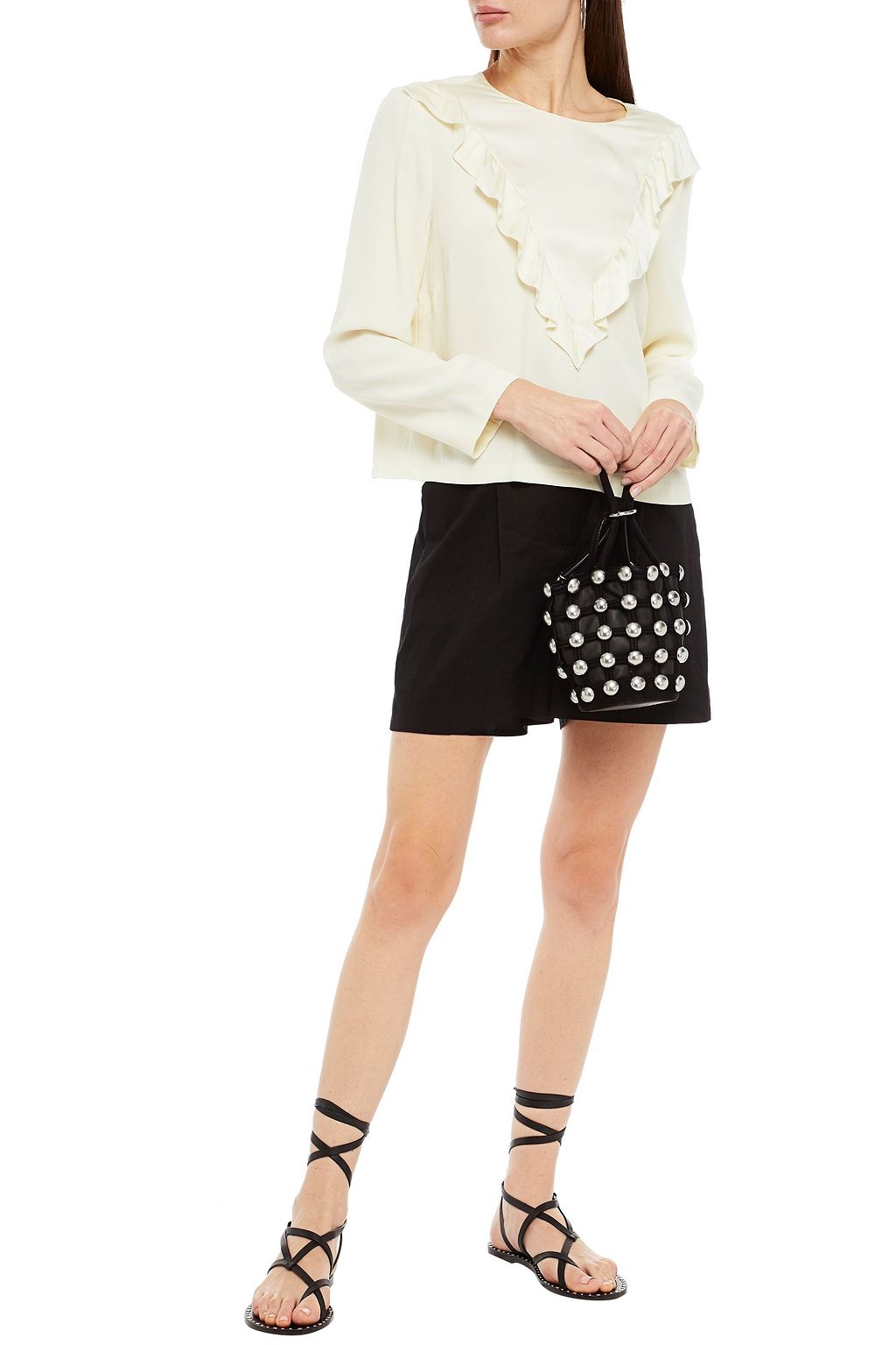 REDVALENTINO Ruffled satin-crepe blouse