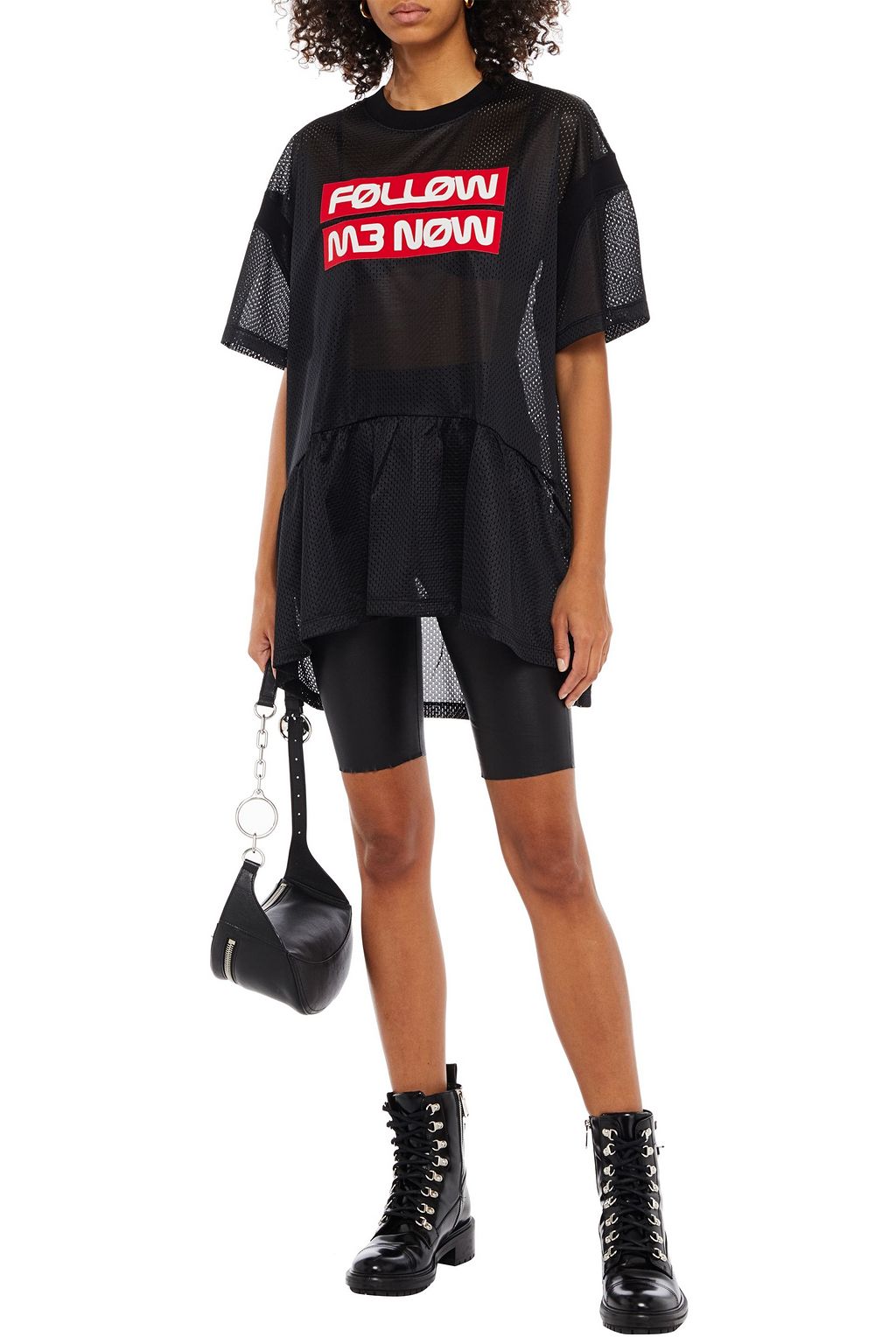 REDVALENTINO Gathered printed mesh top