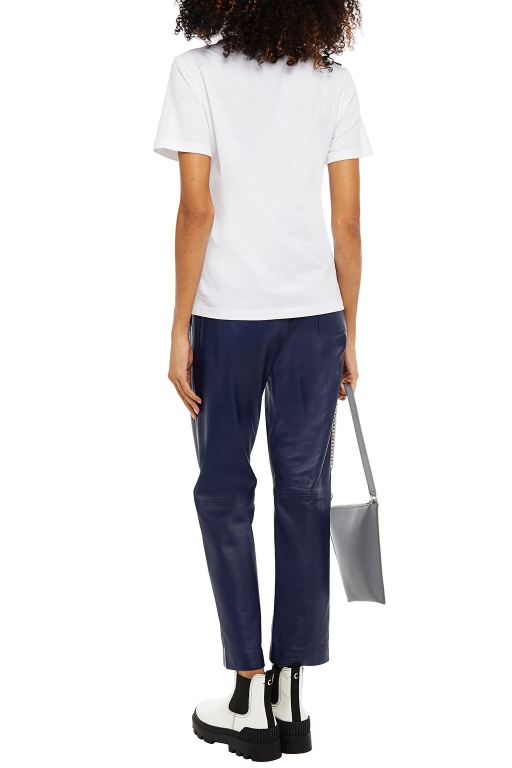REDVALENTINO Jersey-trimmed ruffled printed mesh top