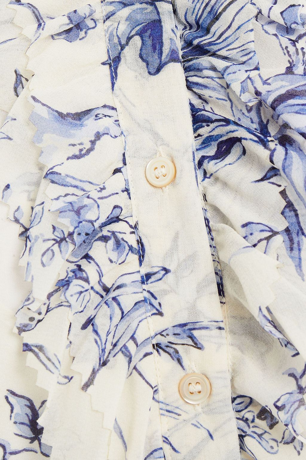 REDVALENTINO Ruffled printed stretch-silk top
