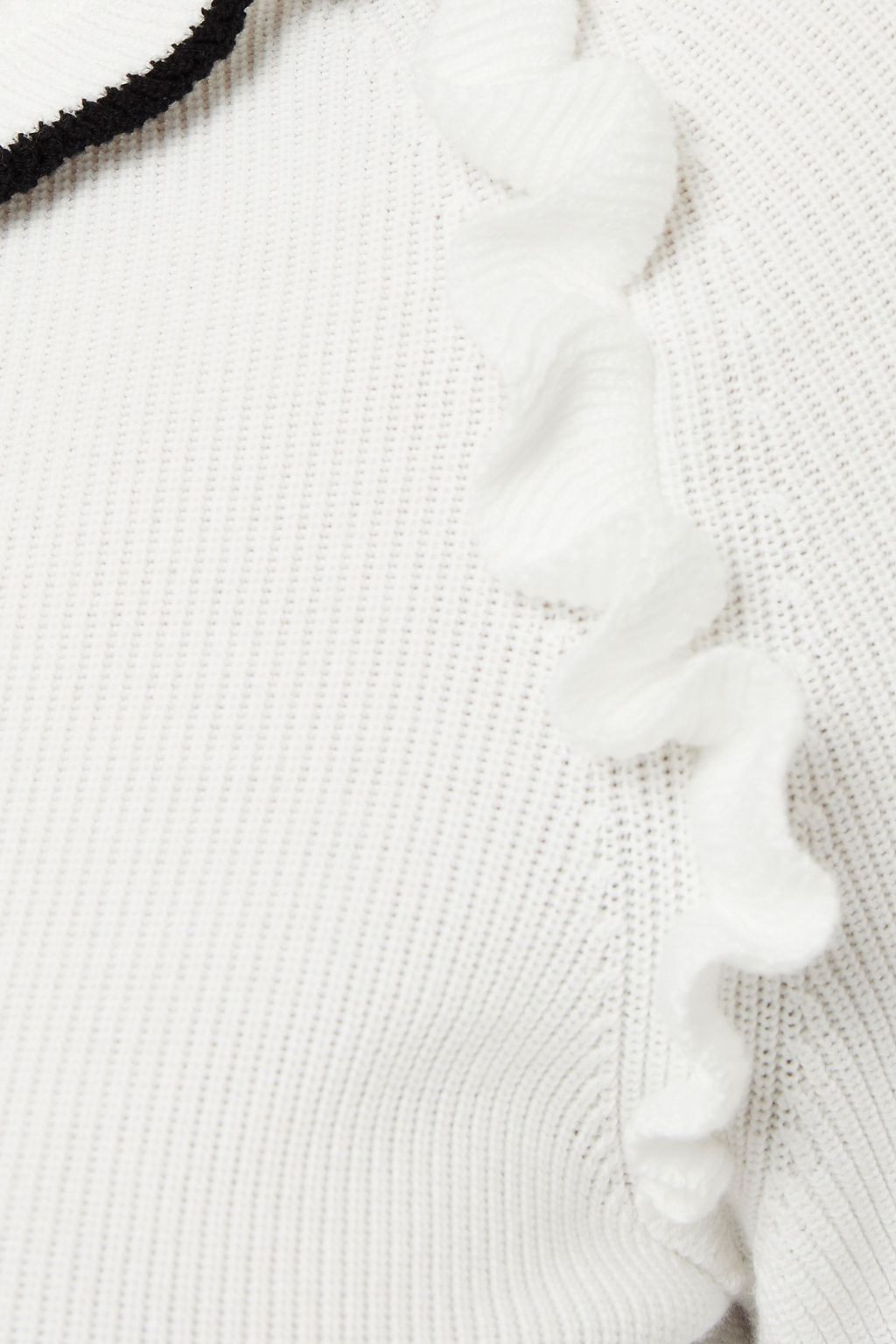 REDVALENTINO Ruffle-trimmed ribbed cotton sweater