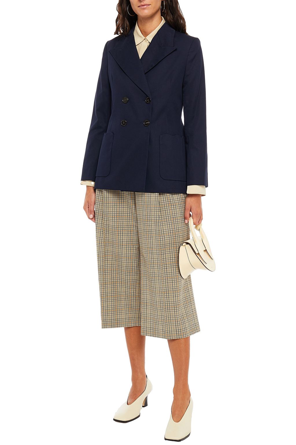 ALEXACHUNG Double-breasted cotton-gabardine blazer