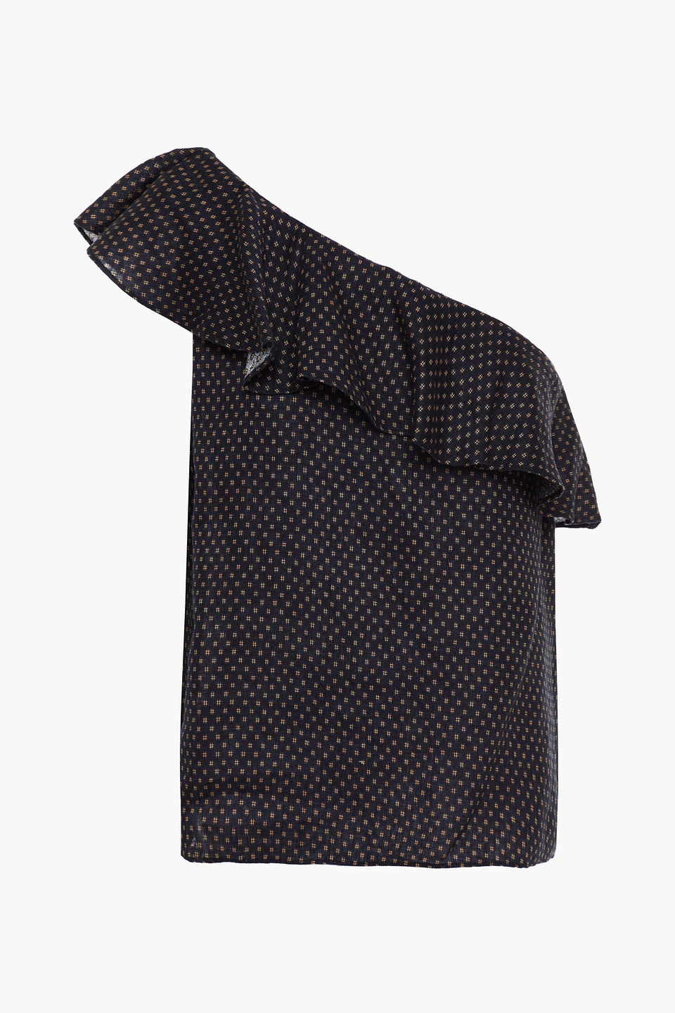Isabel Marant Étoile Thom One-shoulder Linen-jacquard Top In Black