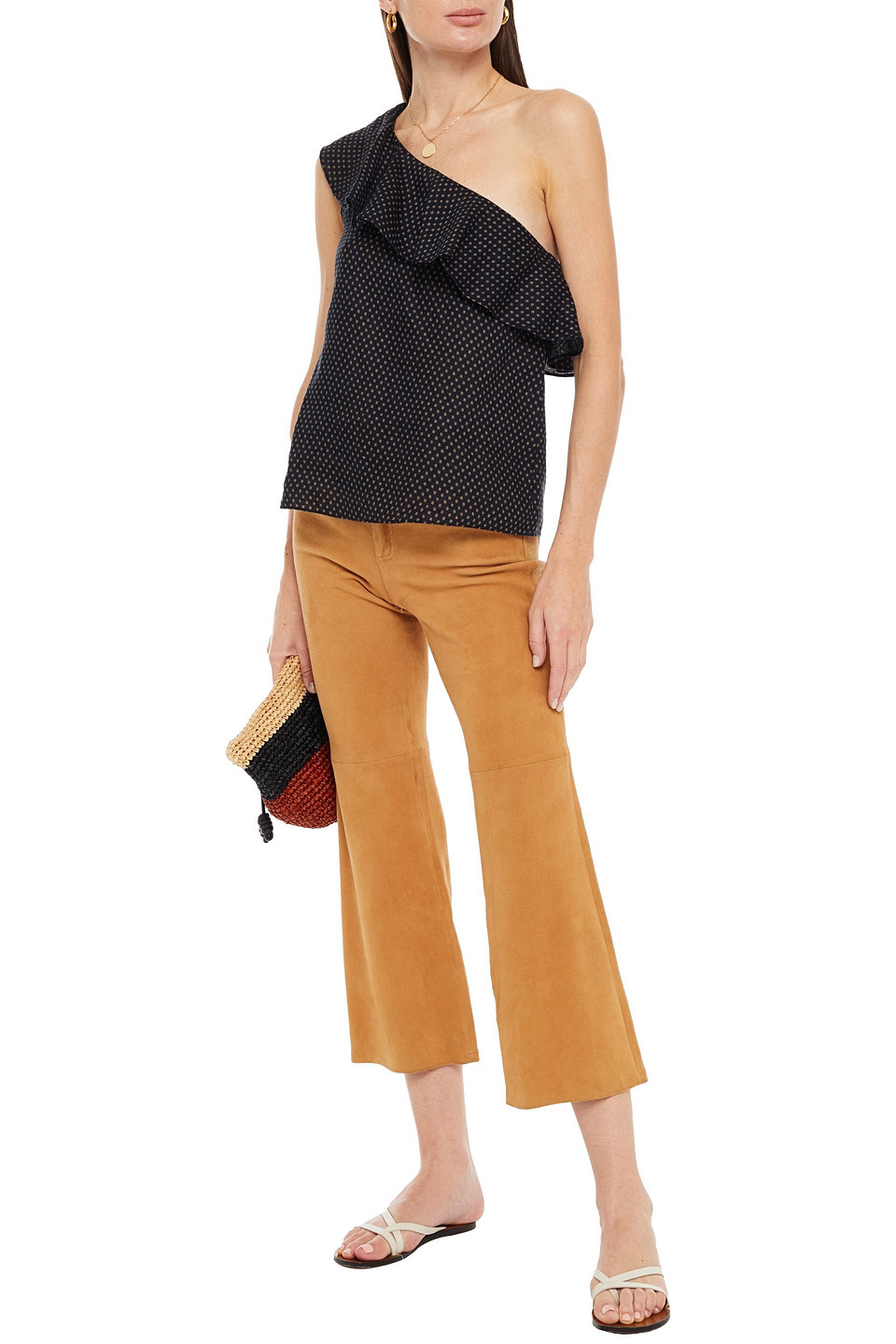 Isabel Marant Étoile Thom One-shoulder Linen-jacquard Top In Black