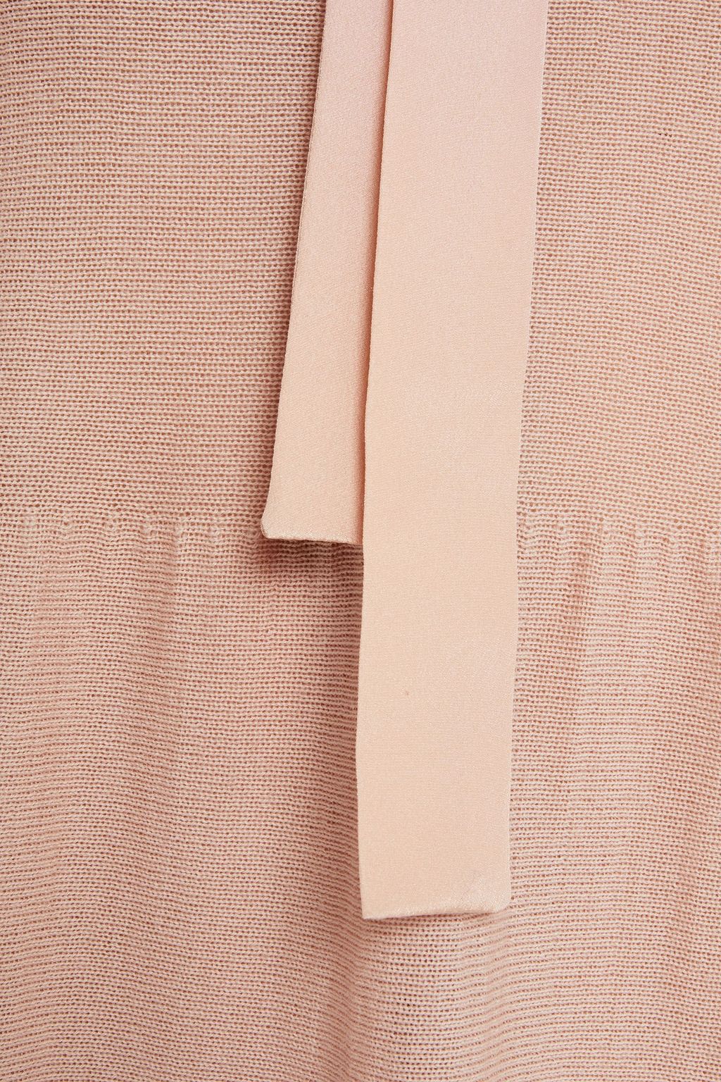 REDVALENTINO Lace-trimmed pussy-bow wool mini dress