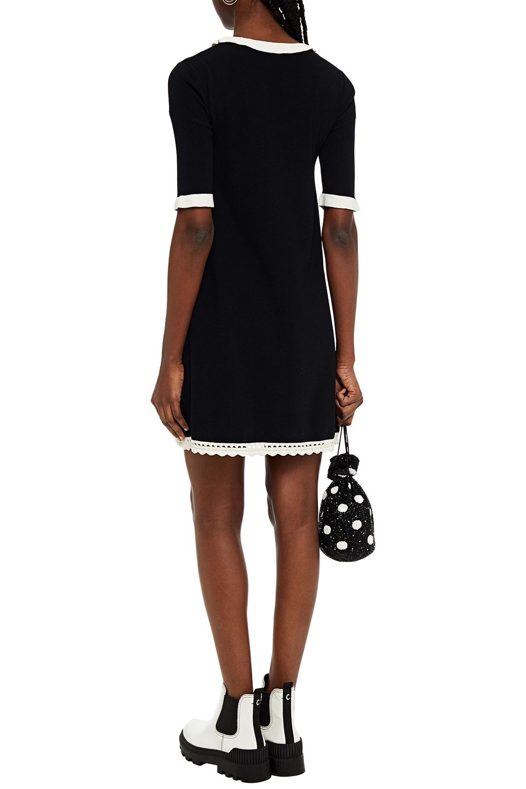 REDVALENTINO Ruffle-trimmed knitted mini dress