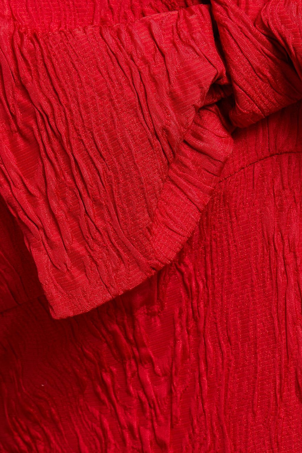 ALEXACHUNG Bow-embellished ruffled cloqué mini dress