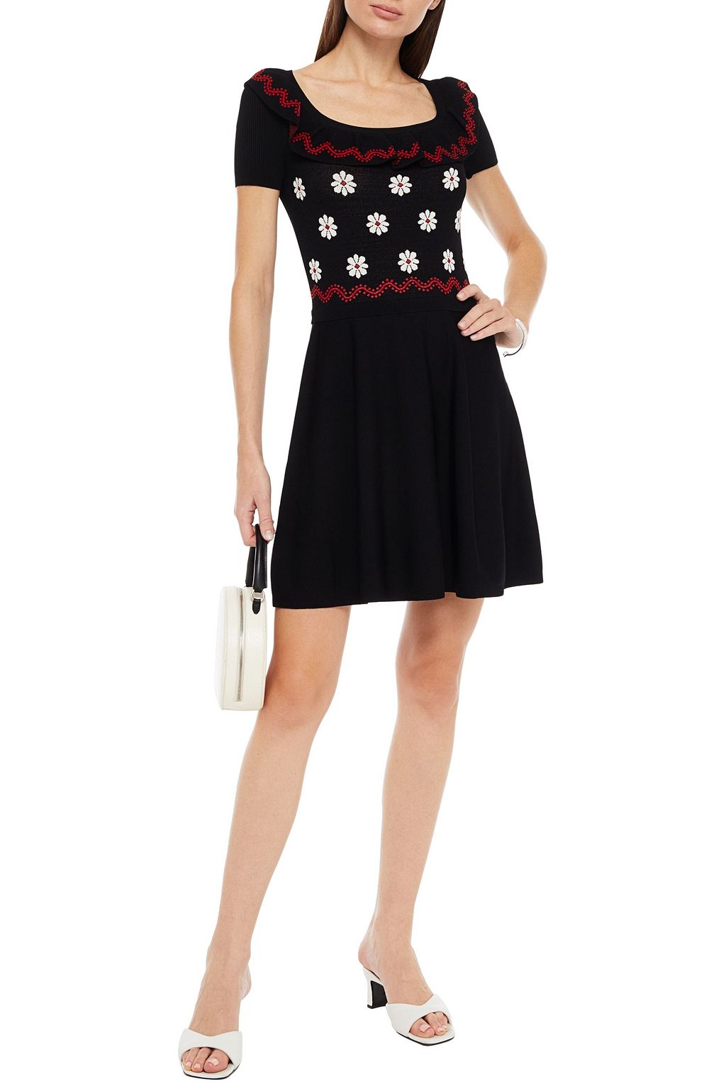 REDVALENTINO Ruffled jacquard-knit mini dress