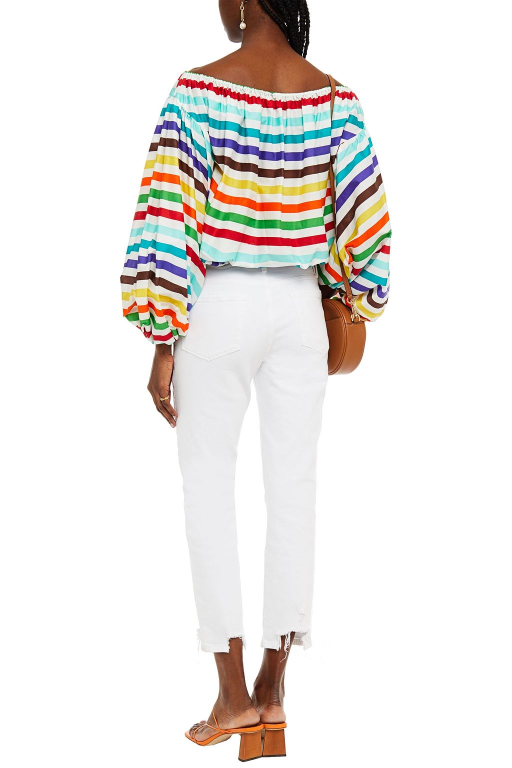 CAROLINE CONSTAS Andros off-the-shoulder striped cotton-blend top