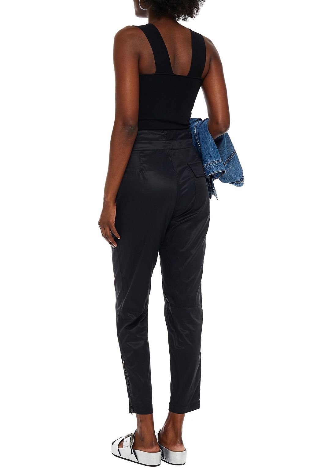 RAG & BONE Belted pleated satin tapered pants