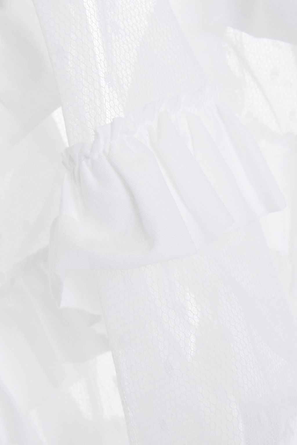 REDVALENTINO Cropped ruffled point d'esprit top