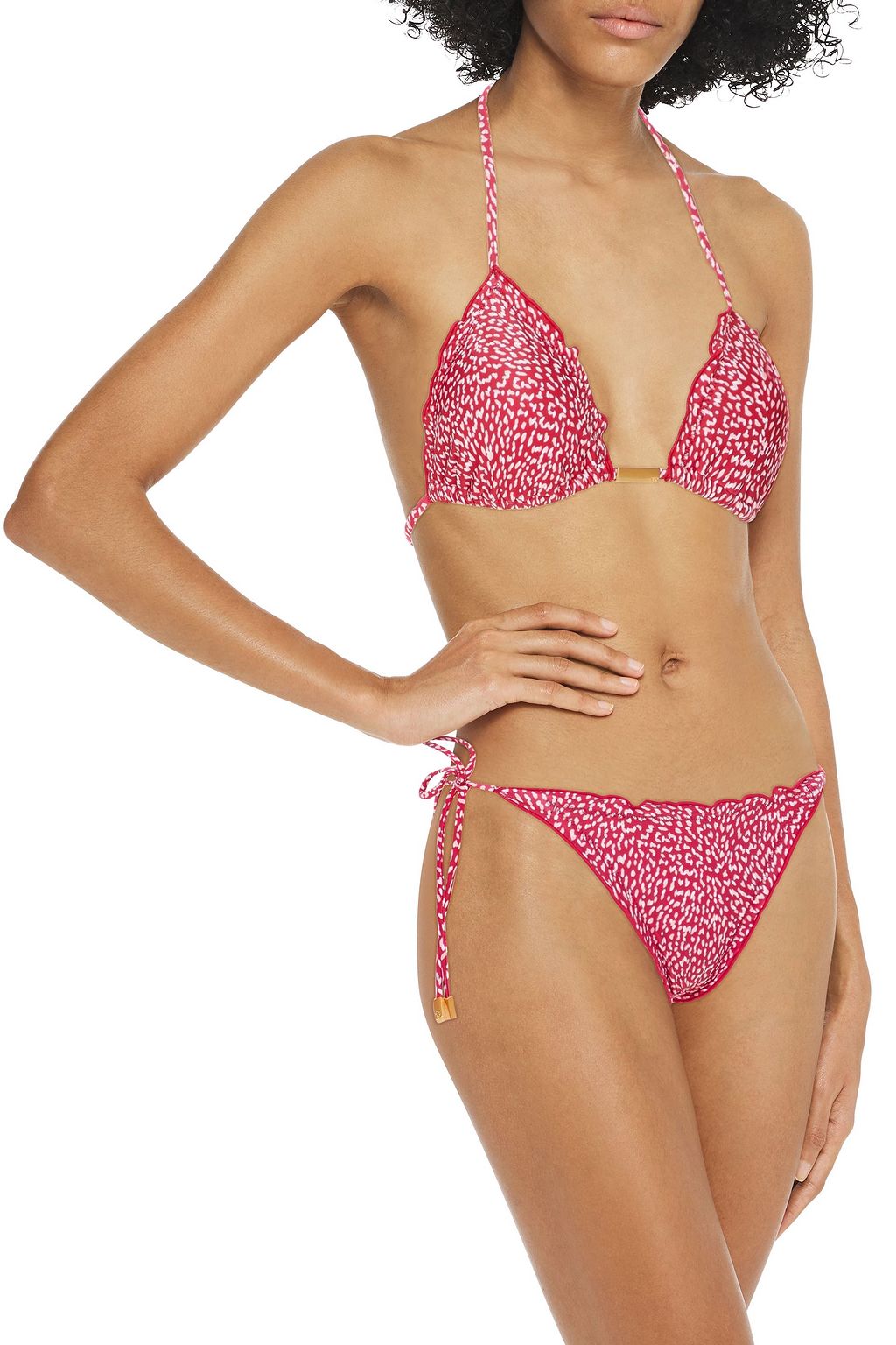 VIX PAULA HERMANNY Ripple embellished printed triangle bikini top