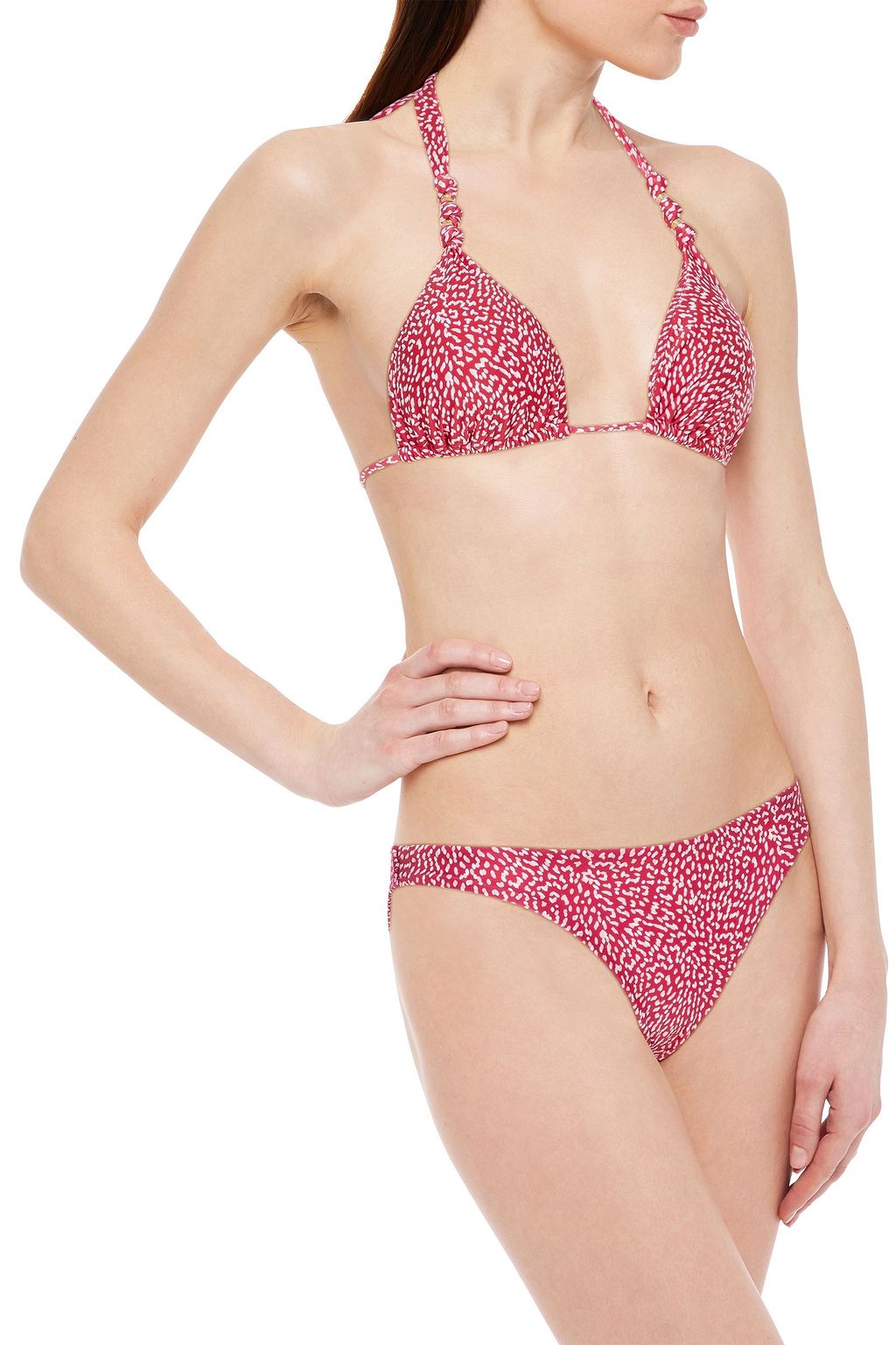 VIX PAULA HERMANNY Paula embellished printed triangle bikini top