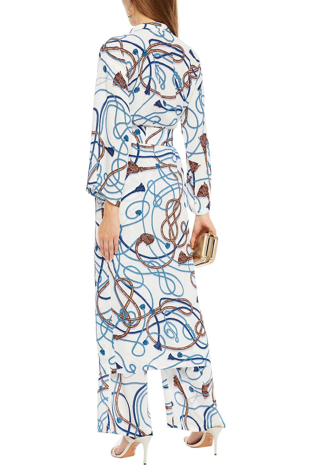DUNDAS Printed crepe de chine kimono