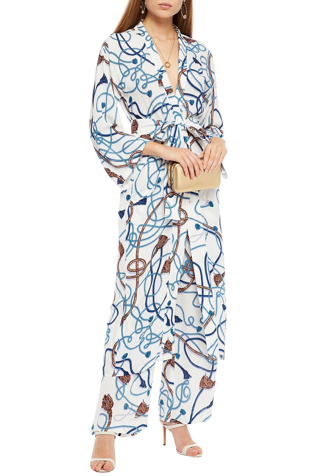DUNDAS Printed crepe de chine kimono