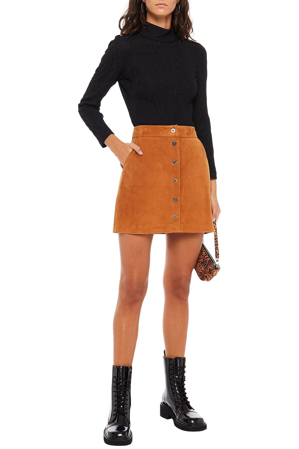 ALEXACHUNG Cutout cloqué turtleneck top
