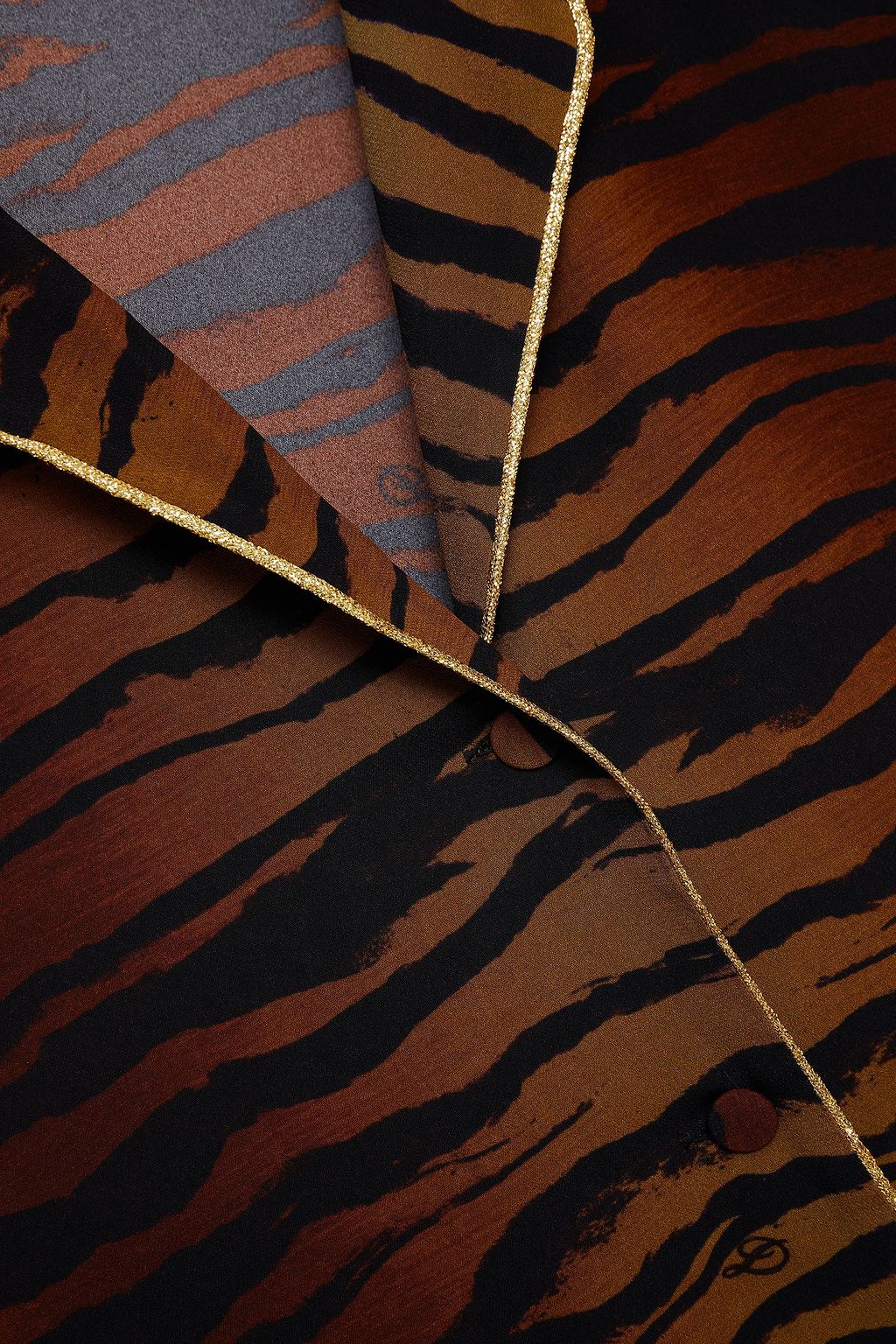 DUNDAS Tiger-print crepe de chine shirt and shorts set