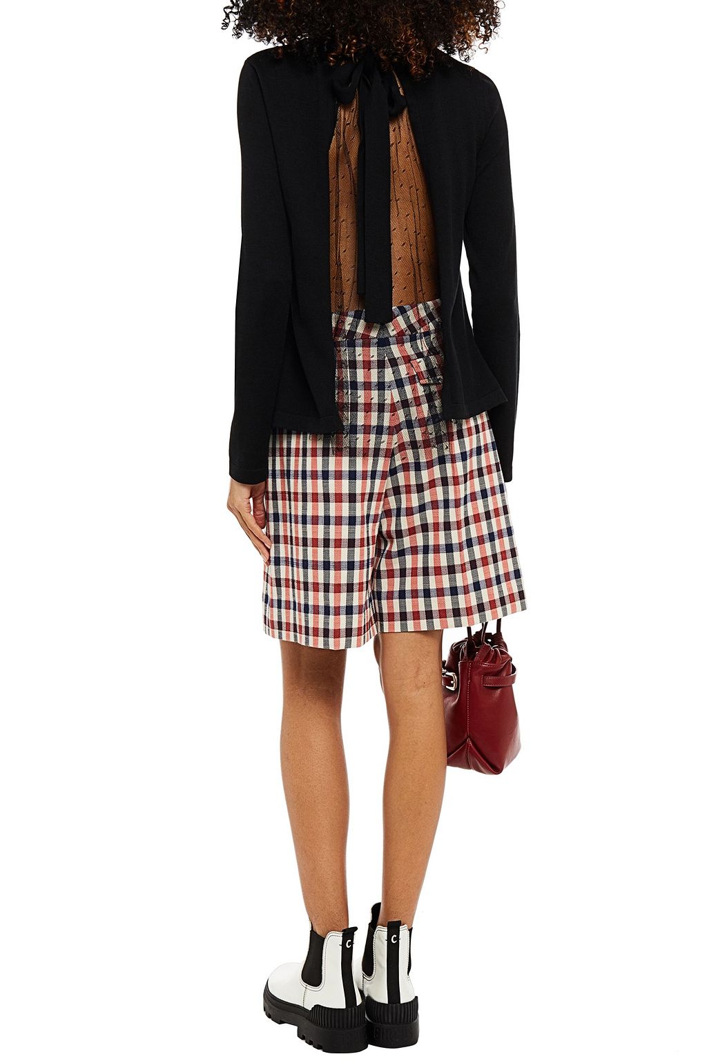 REDVALENTINO Bow-detailed cotton and point d'esprit sweater