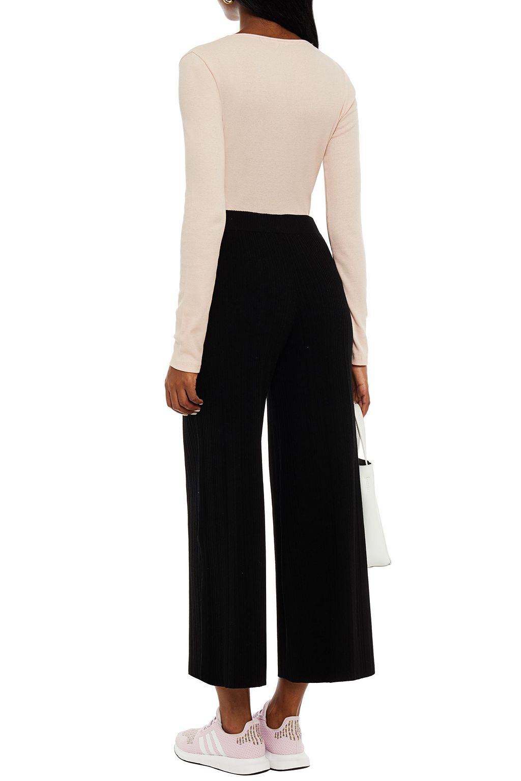 NINETY PERCENT Ribbed Lyocell-blend wide-leg pants