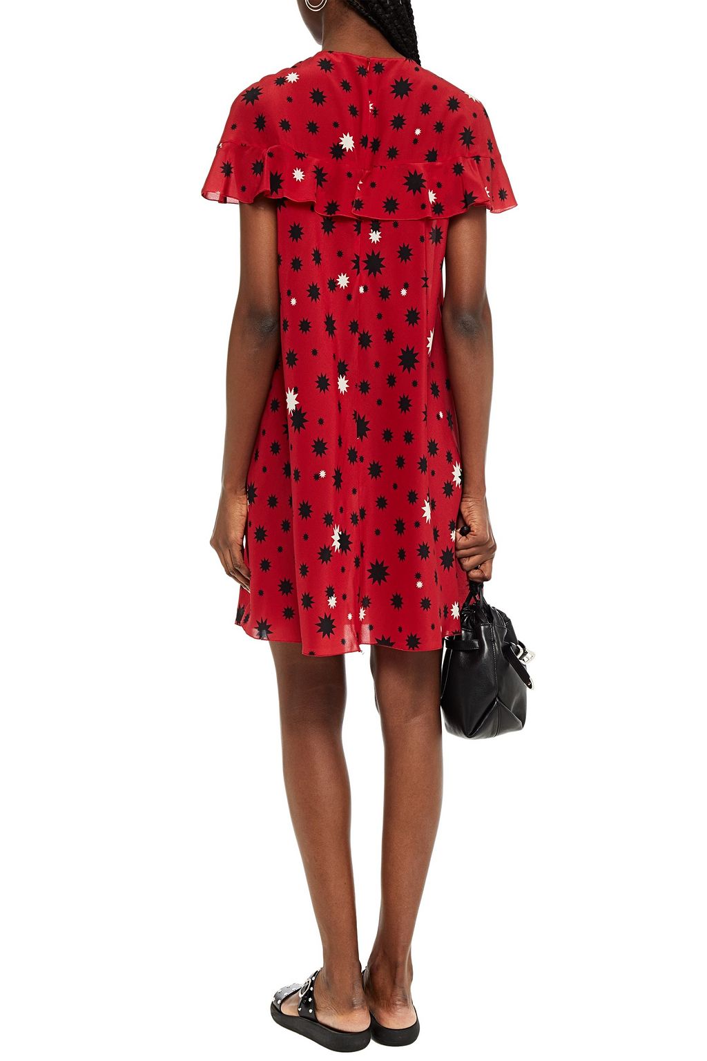 REDVALENTINO Ruffled printed silk crepe de chine mini dress