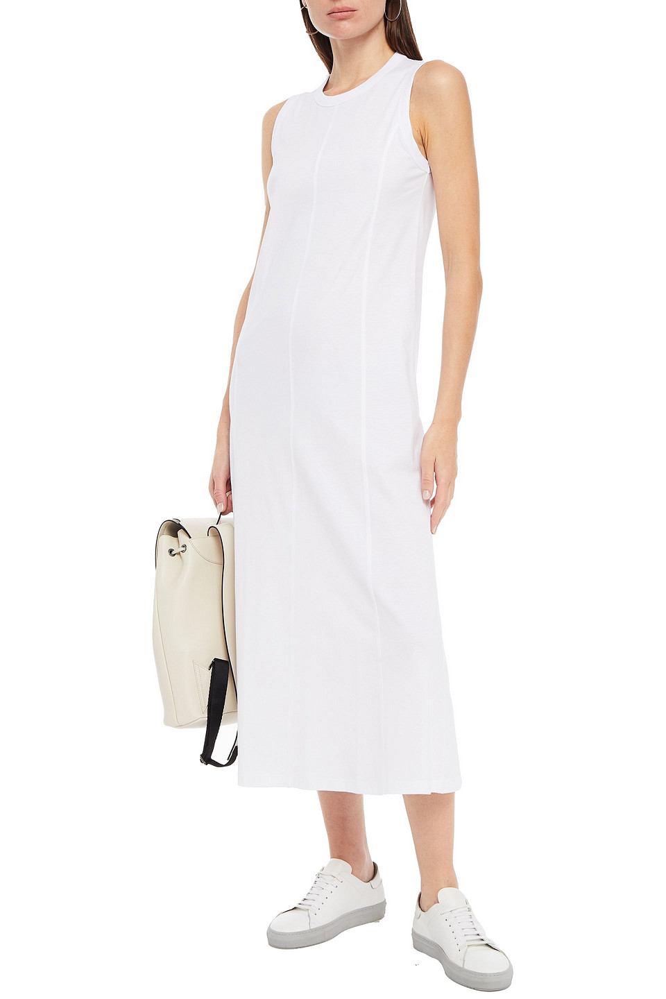 Ninety Percent Slub Organic Cotton-jersey Midi Dress In White