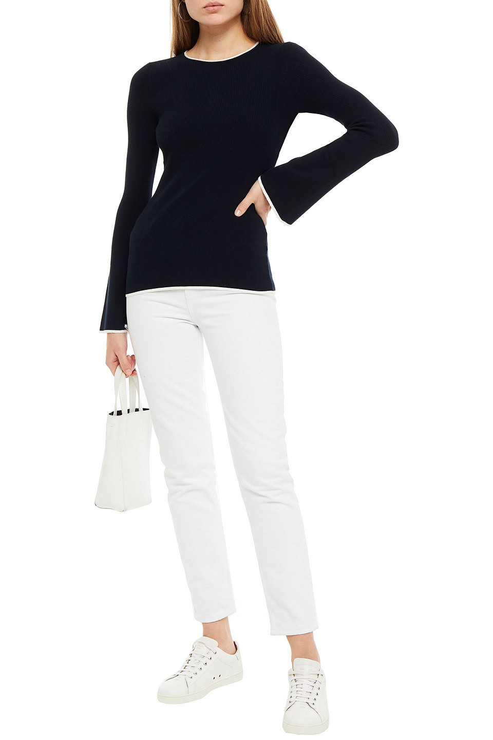 NINETY PERCENT RIBBED-KNIT SWEATER