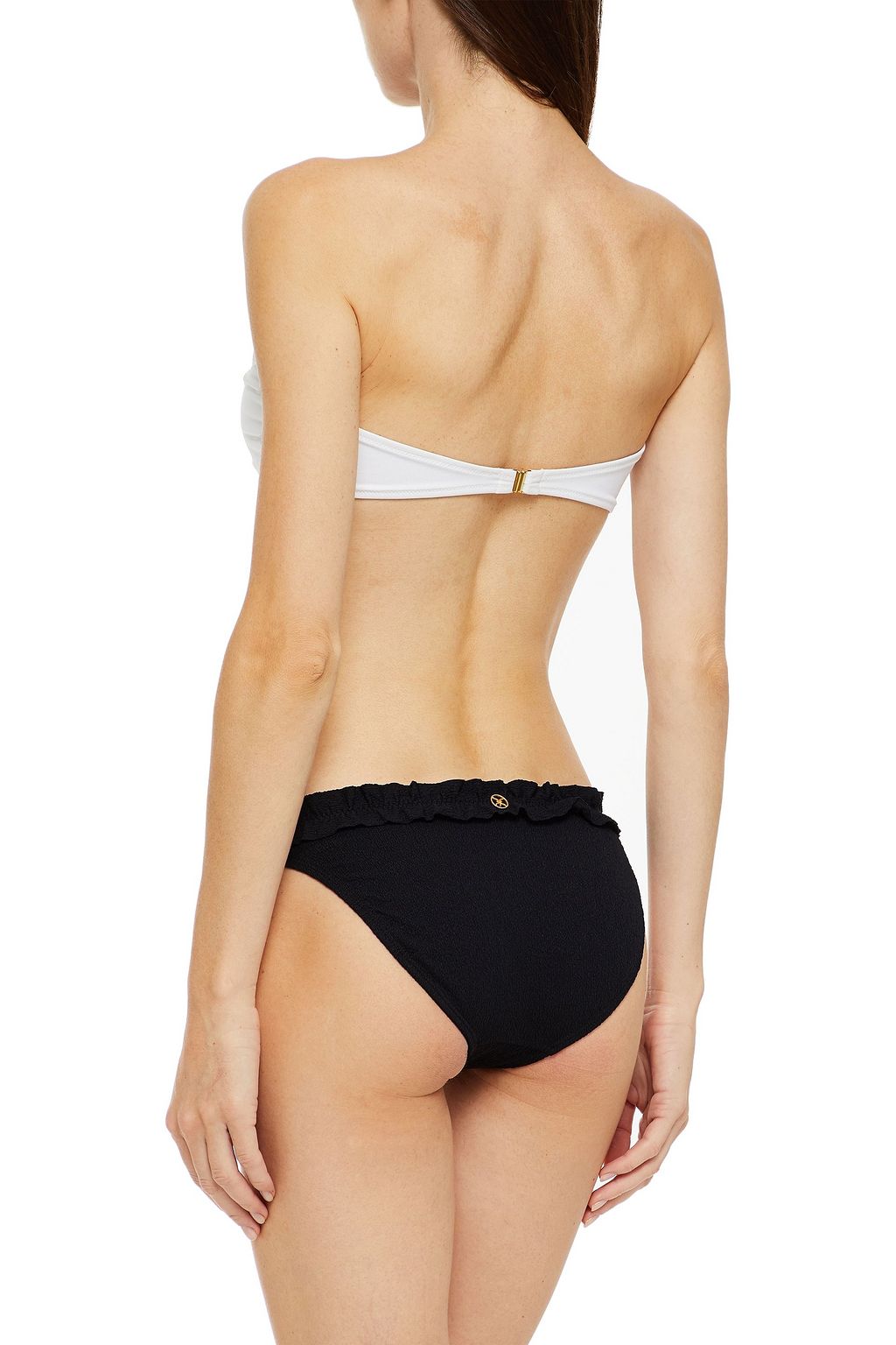 VIX PAULA HERMANNY Solid Belle ruffle-trimmed stretch-seersucker bikini briefs