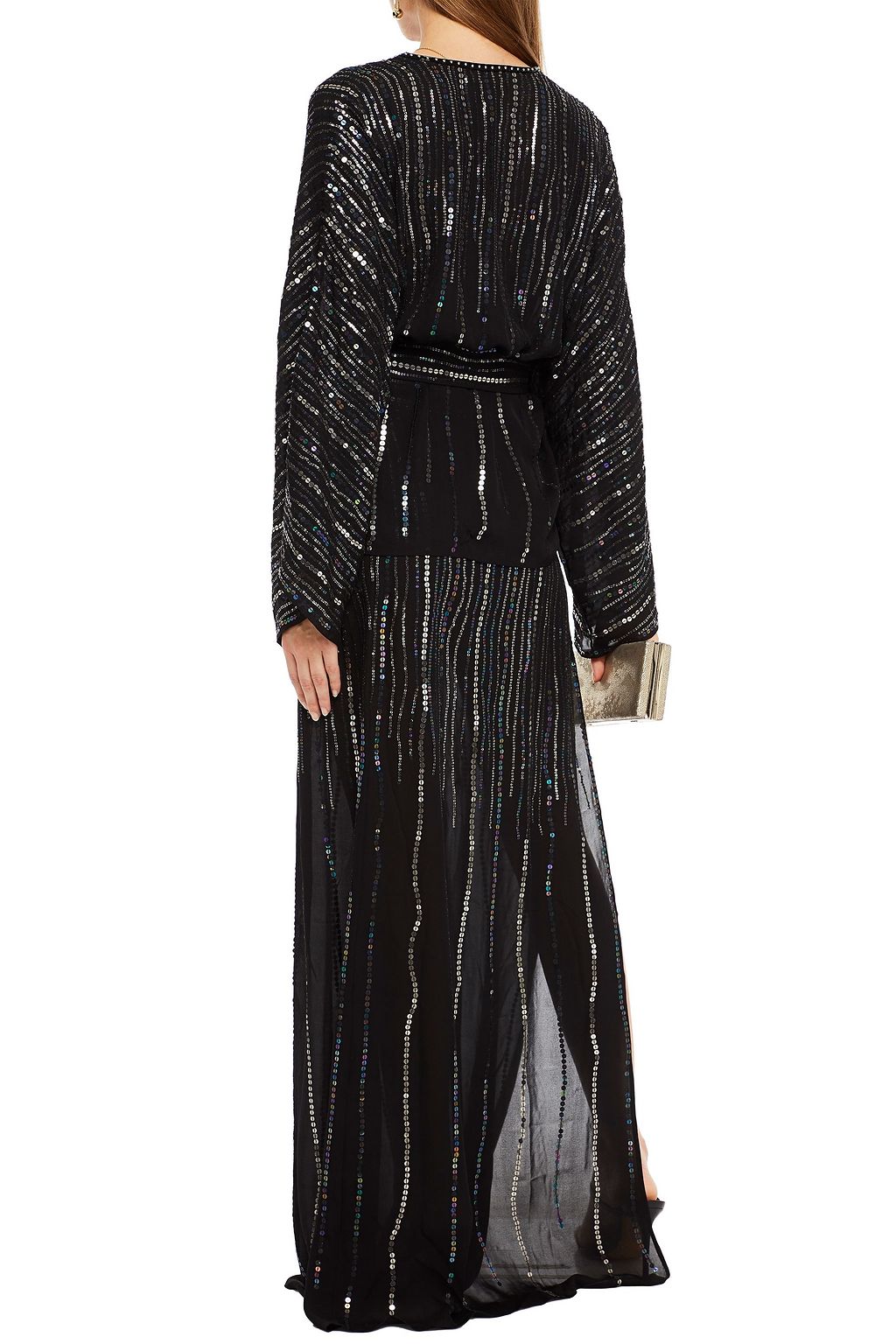 DUNDAS Belted embellished silk-chiffon jacket