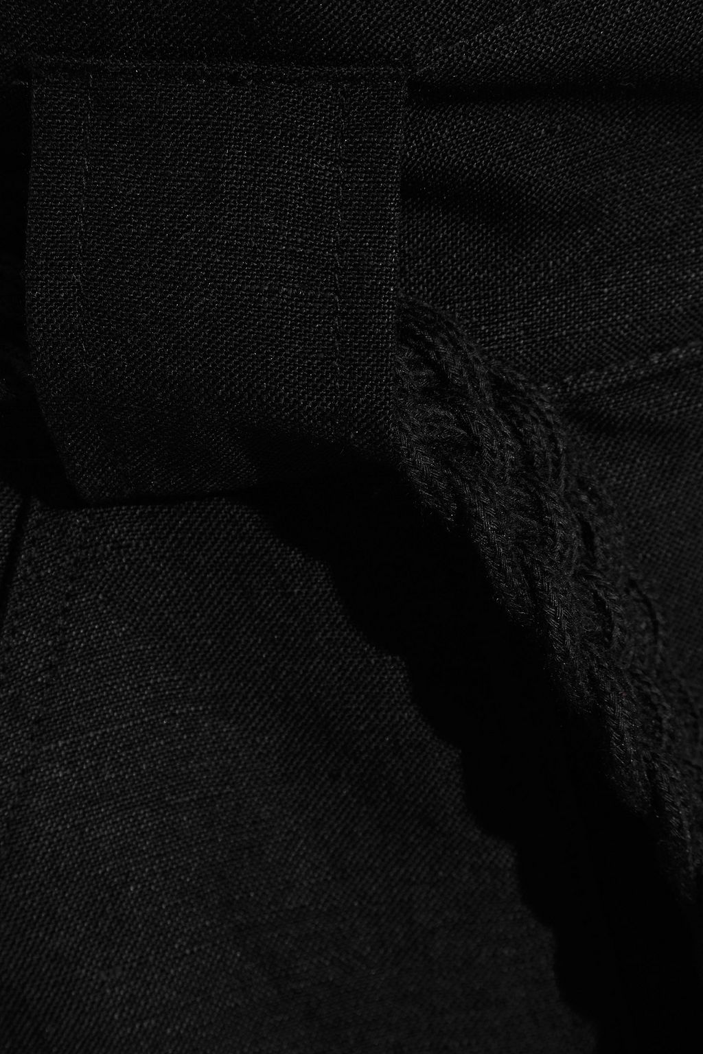 SOLID & STRIPED Belted linen-blend wide-leg pants