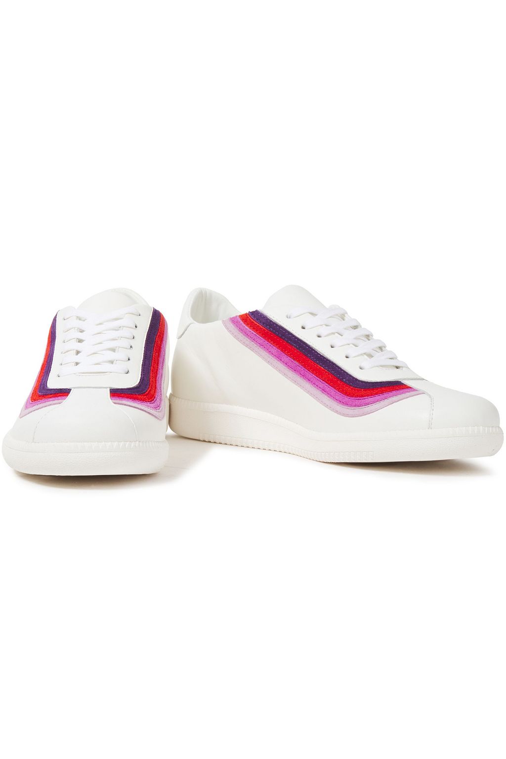 ZIMMERMANN Rainbow suede-trimmed leather sneakers