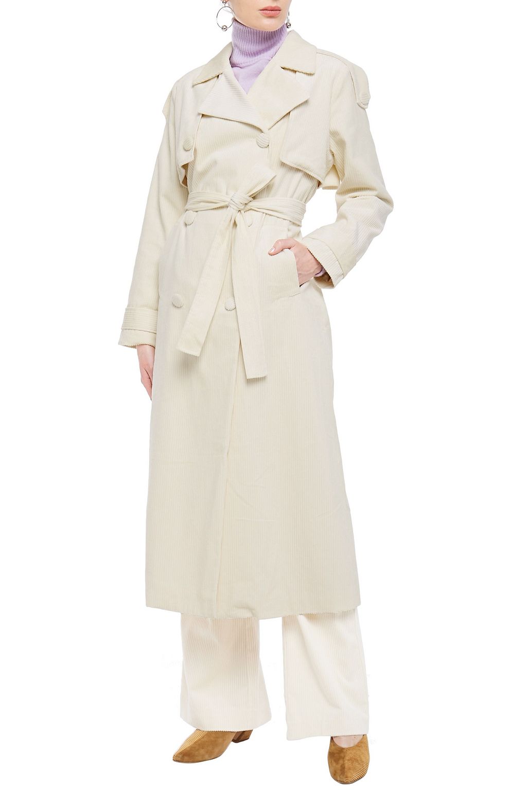 HOFMANN COPENHAGEN Belted cotton-blend corduroy trench coat