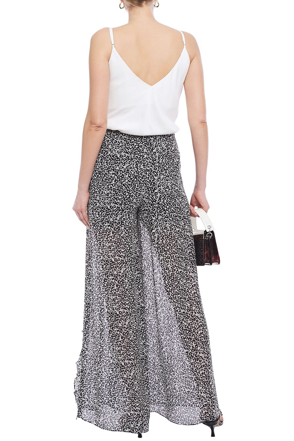 HOFMANN COPENHAGEN Ruffle-trimmed printed georgette wide-leg pants