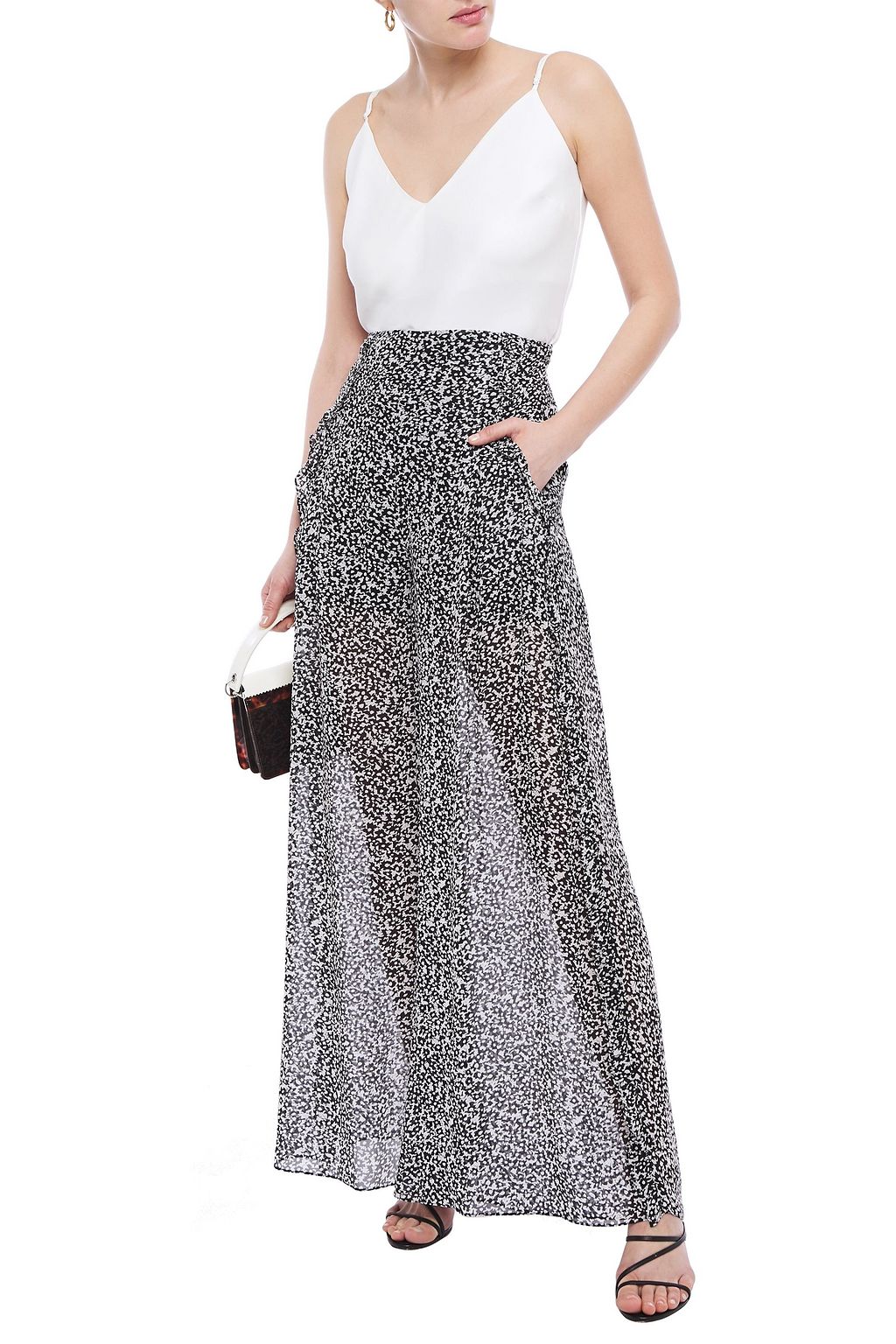 HOFMANN COPENHAGEN Ruffle-trimmed printed georgette wide-leg pants