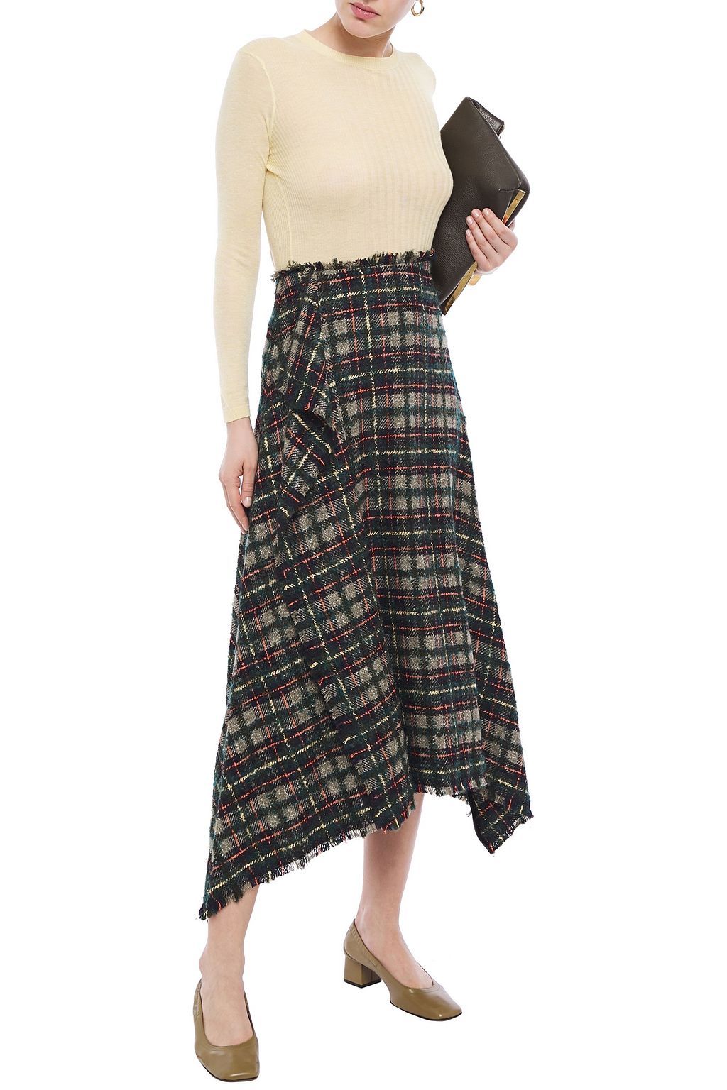 HOFMANN COPENHAGEN Clarisse draped bouclé-tweed midi skirt