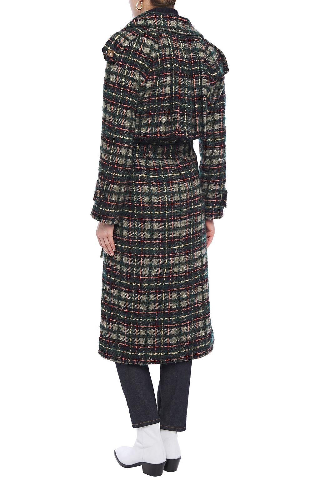 HOFMANN COPENHAGEN Belted checked bouclé-tweed trench coat