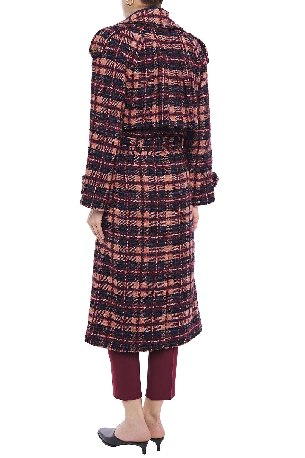 HOFMANN COPENHAGEN Belted checked bouclé-tweed trench coat