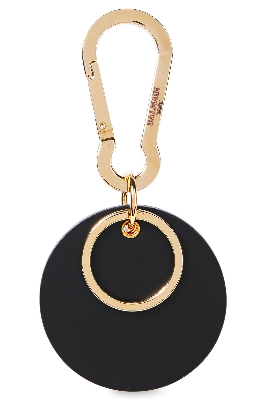 BALMAIN Gold-tone and embossed leather keychain