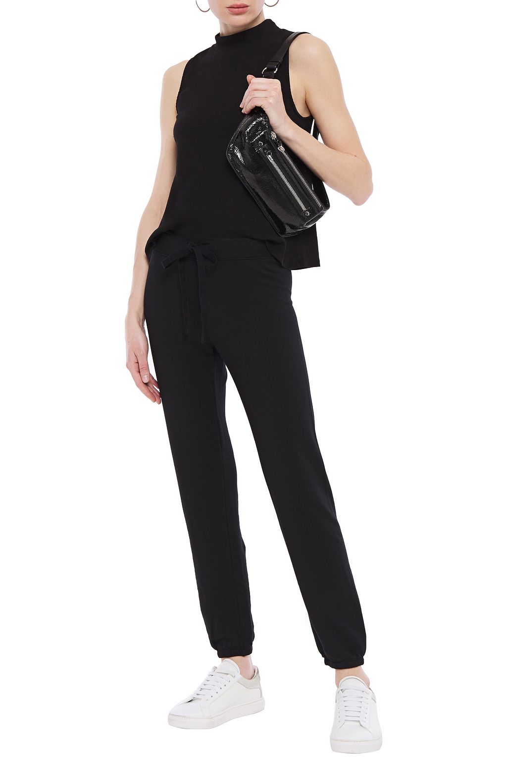black fleece track pants