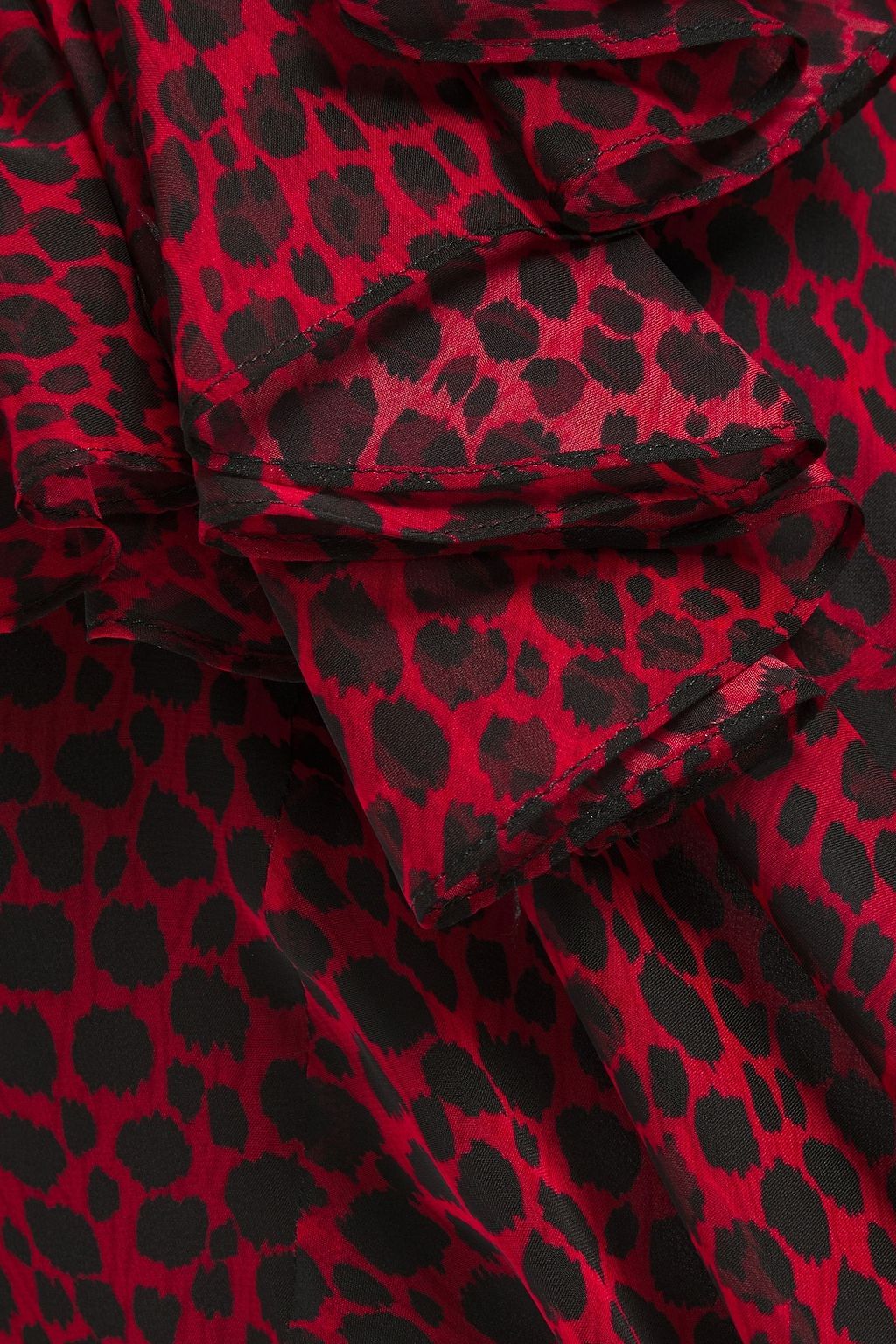 PHILOSOPHY DI LORENZO SERAFINI Ruffled leopard-print printed voile mini dress