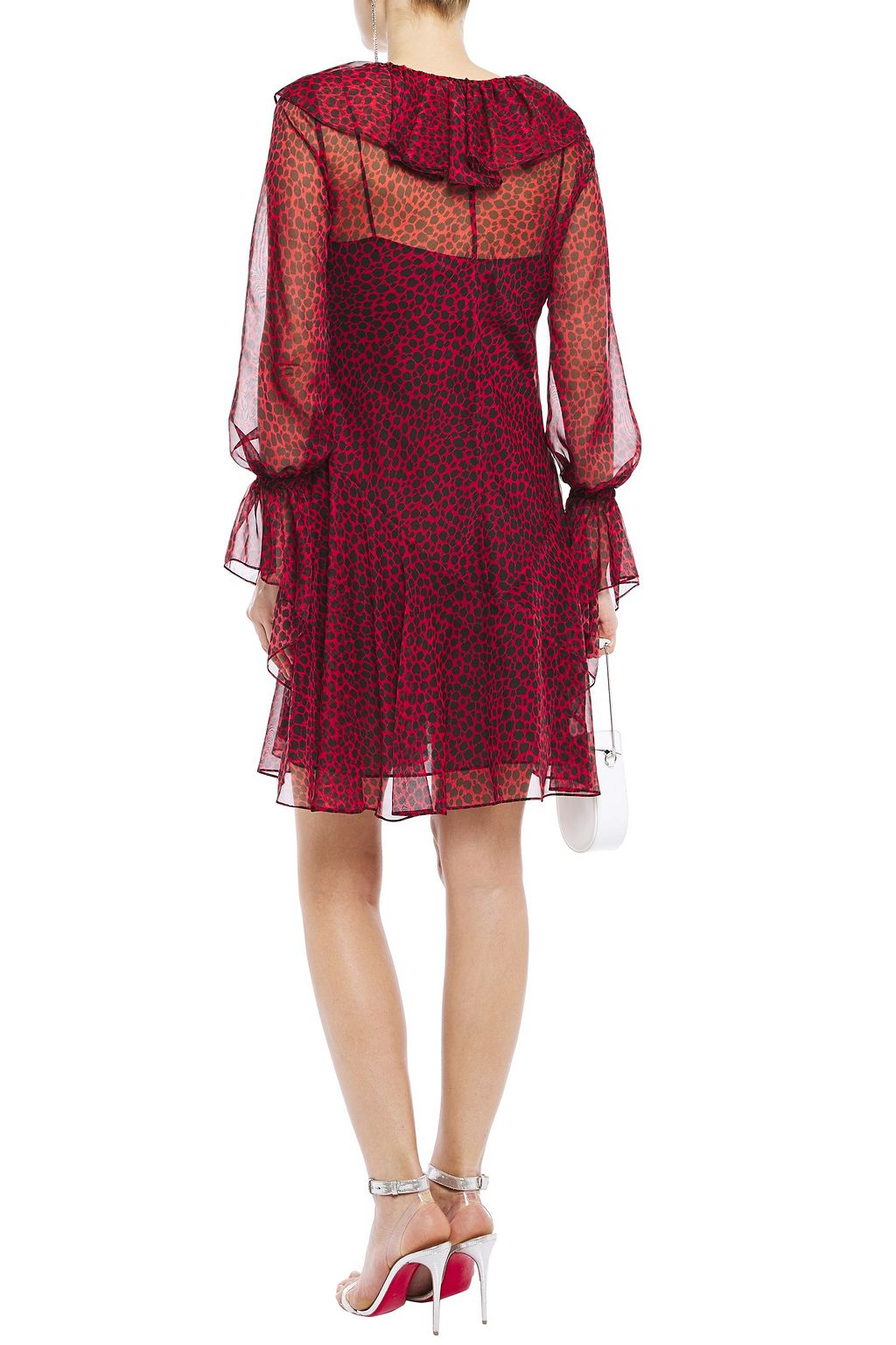 PHILOSOPHY DI LORENZO SERAFINI Ruffled leopard-print printed voile mini dress