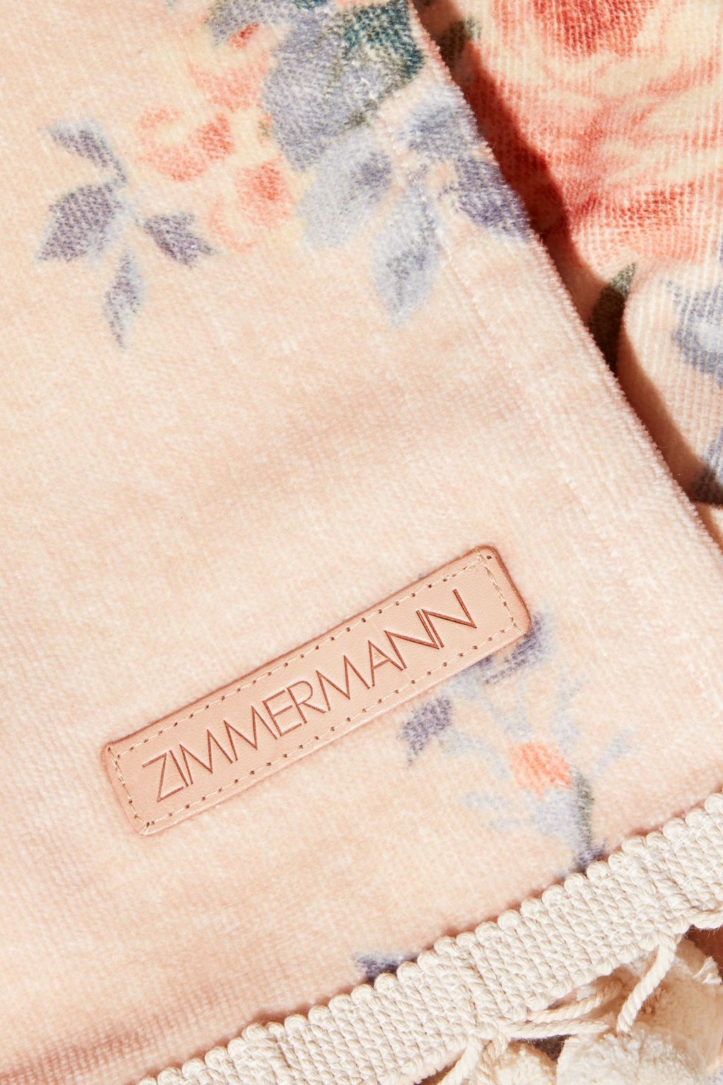 ZIMMERMANN Pompom-trimmed floral-print French cotton-terry beach towel