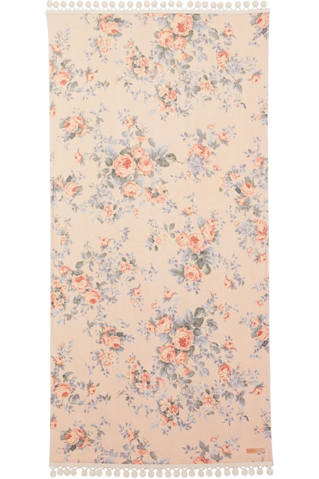 ZIMMERMANN Pompom-trimmed floral-print French cotton-terry beach towel