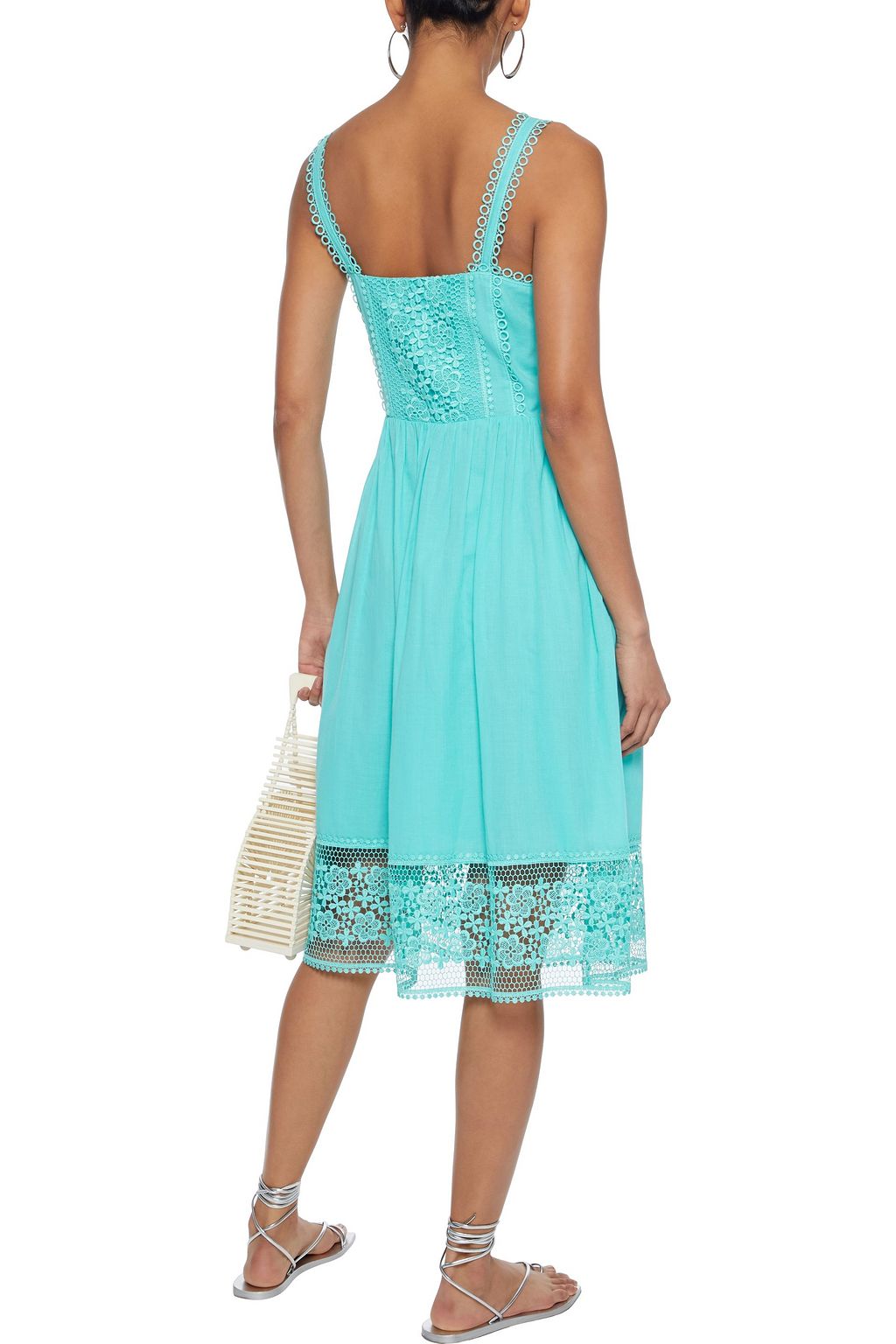 CHARO RUIZ IBIZA Crocheted lace-paneled cotton-blend voile dress