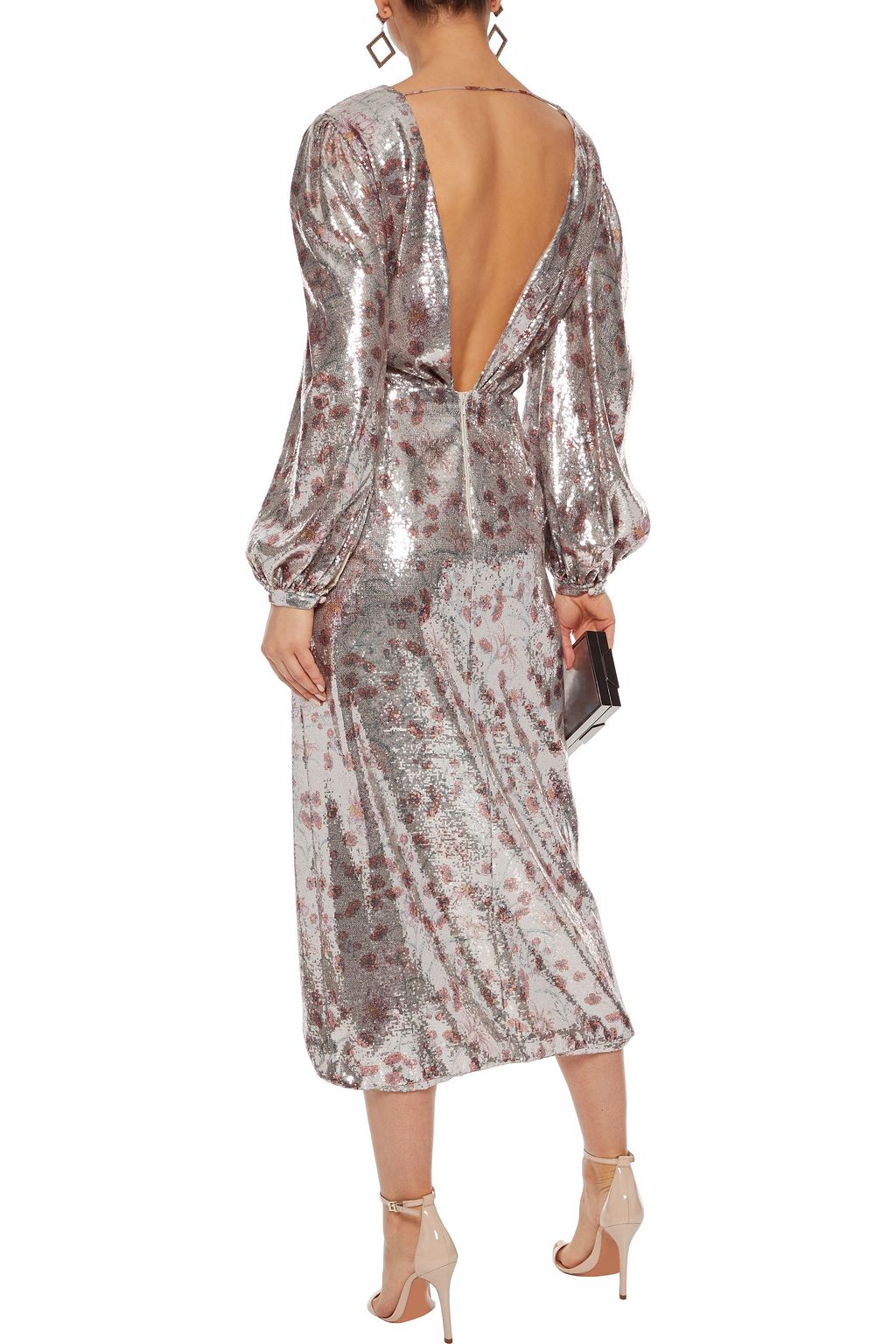 JOHANNA ORTIZ Alfonsina Storni wrap-effect sequined chiffon midi dress
