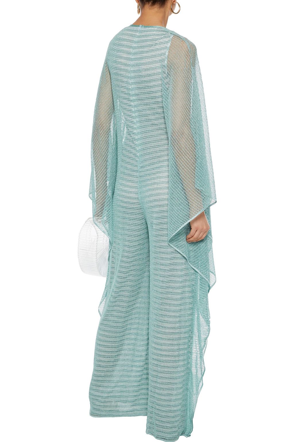 MISSONI Draped metallic crochet-knit wide-leg jumpsuit
