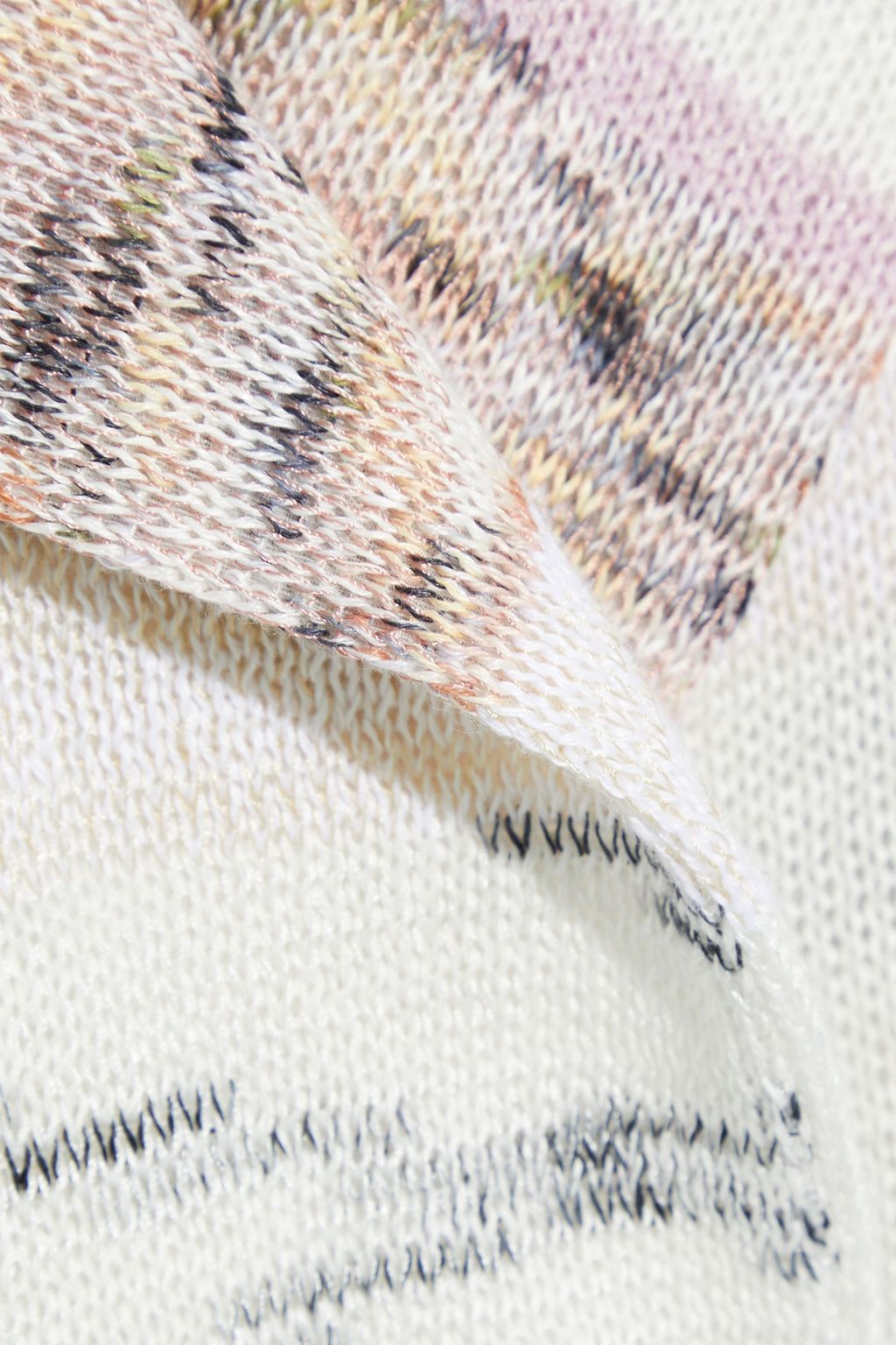 MISSONI Striped crochet-knit linen-blend coat
