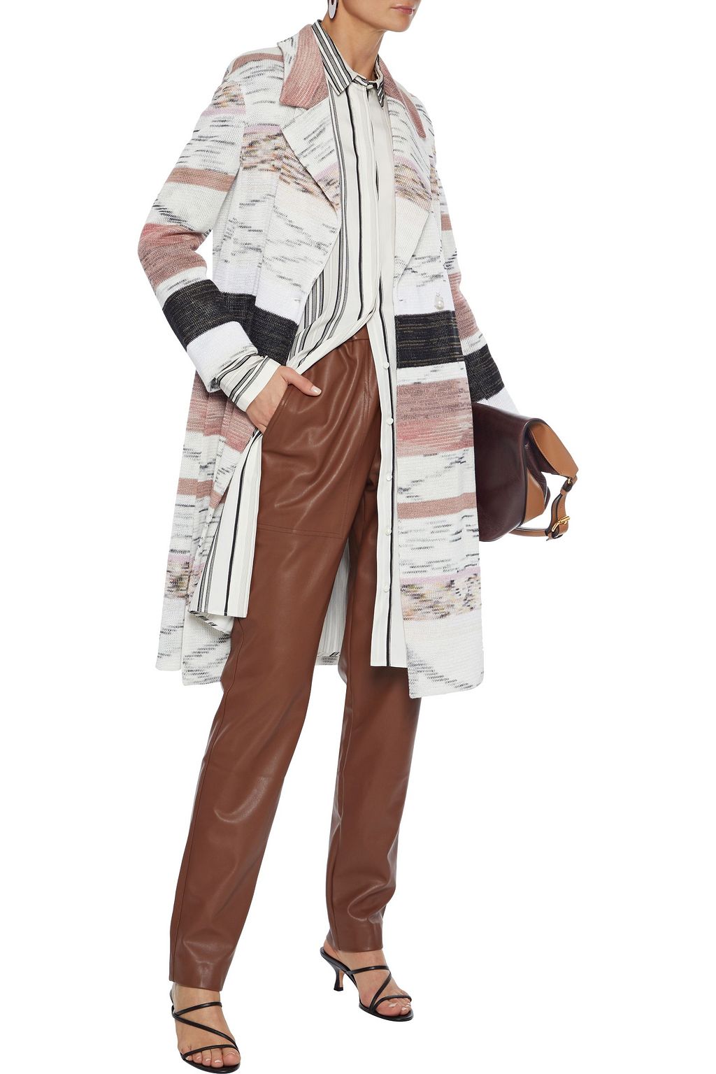 MISSONI Striped crochet-knit linen-blend coat